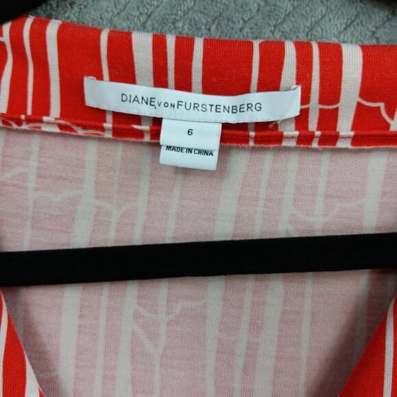 DIANE von FURSTENBERG Women's New Julian Two Wrap Dress 6 Silk Jersey Red Bamboo - Picture 6 of 8